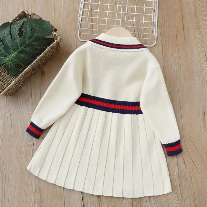 Rochie tricotata alba cu dungi [2]