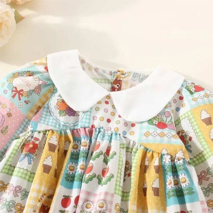 Rochie vesela cu model patchwork si guler [3]