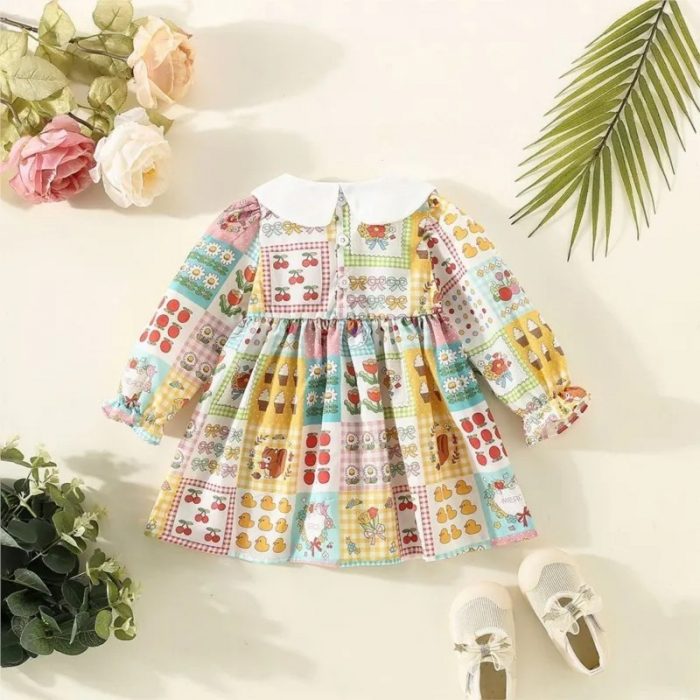 Rochie vesela cu model patchwork si guler [2]