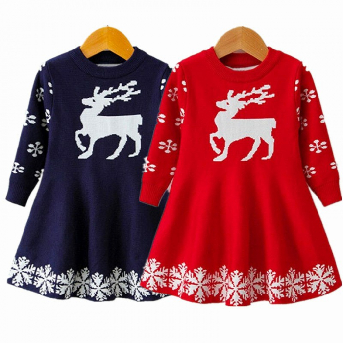 Rochiță bleumarin de Crăciun cu ren [3]