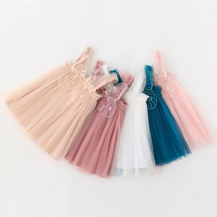 Rochie de voal roz cu fluturas [3]