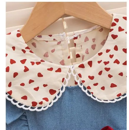 Rochita denim cu guler si inimioare rosii [3]
