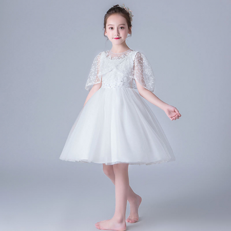 Rochițe de ocazie - Rochie alba de printesa cu paiete si tulle