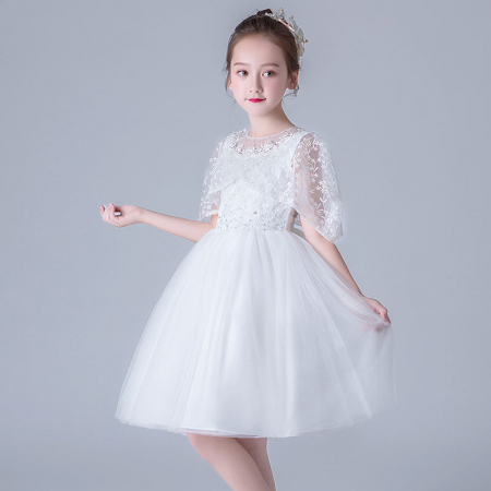 Rochie alba de printesa cu paiete si tulle [4]