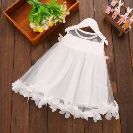 Rochie alba de botez cu aplicatii si tulle [1]