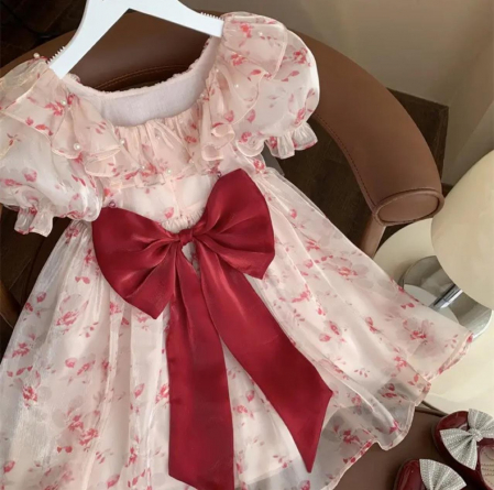 Rochie cu volane si funda maxi rosie [2]