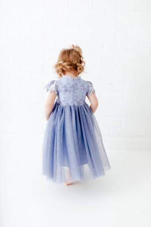 Rochie albastra de printesa cu floricele brodate [3]