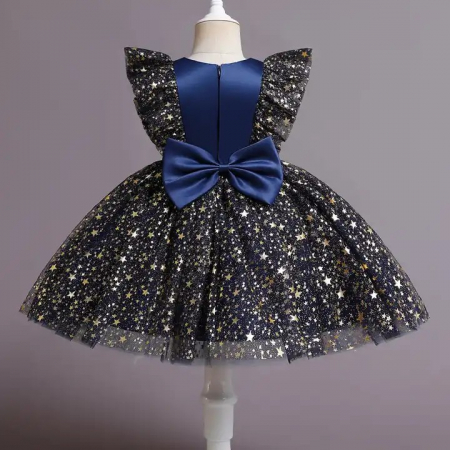 Rochie festiva bleumarin cu stelute aurii [1]