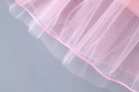 Rochie roz de printesa cu aplicatii si sectiuni transparente [3]