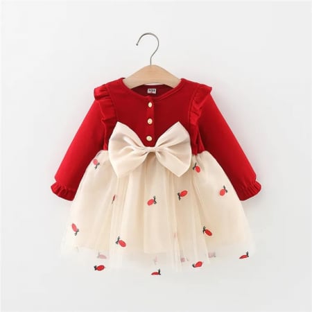 Rochițe toamnă - iarnă - rochie-rosie-cu-fusta-din-tulle-si-funda.jpg