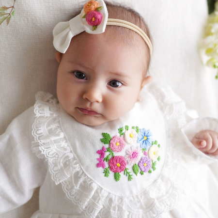 Botez - Rochie alba din in prespalat, Eva