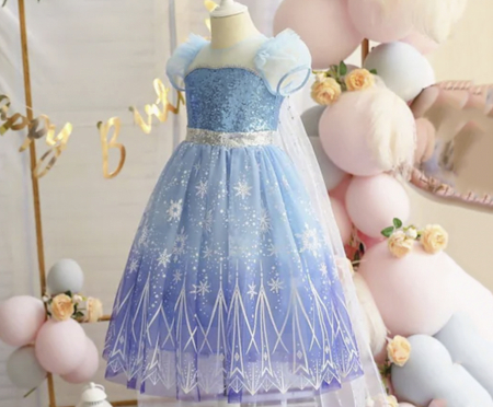 Rochie de ocazie Elsa cu tulle cu stelute si trena [3]