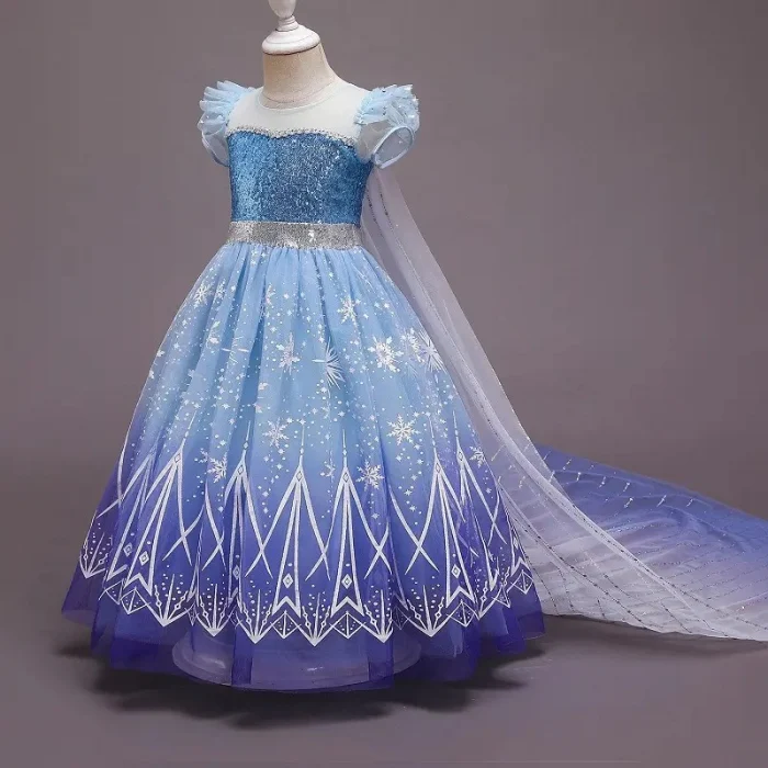 Rochie de ocazie Elsa cu tulle cu stelute si trena [4]