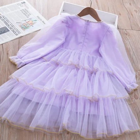 Rochie de ocazie mov cu volane din tulle [1]