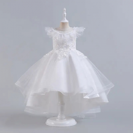 Rochie alba de printesa cu motive si tulle [1]