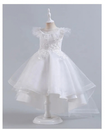 Rochie alba de printesa cu motive si tulle [2]