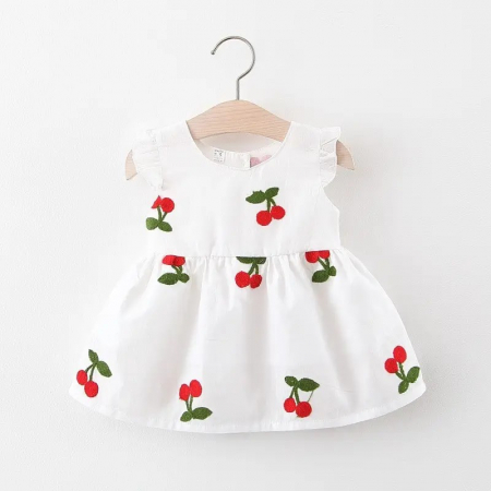 Rochițe primăvară - vară - Rochie de vara alba cu cirese