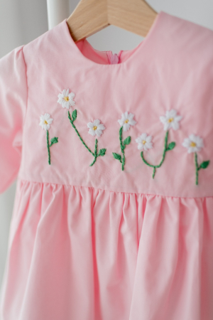Rochie din bumbac roz cu broderie, Brigitte [2]
