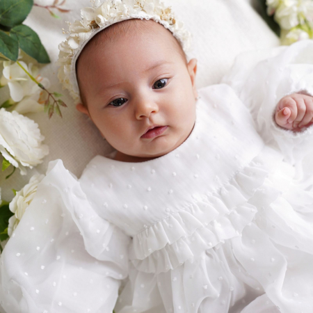 Rochie de botez din voal cu picouri, Valeria [1]
