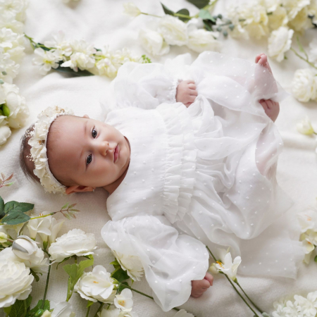 Rochie de botez din voal cu picouri, Valeria [2]