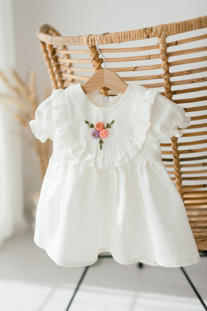 Rochie din in prespalat, Juliette, cu broderie manuala [1]