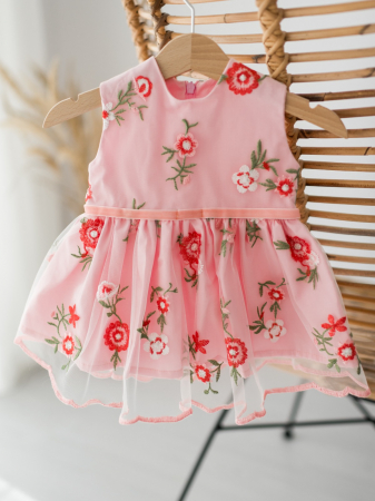 Botez - Rochie cu broderie, Rose