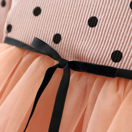 Rochie fete cu buline și tulle piersică [2]