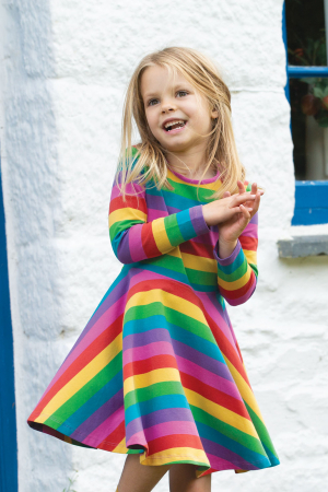Premium - Rochie Frugi Sofia Skater curcubeu din bumbac organic