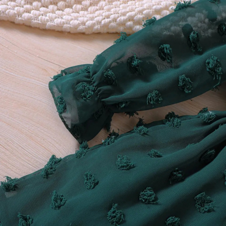 Rochie verde de voal cu buline si sectiuni transparente [2]