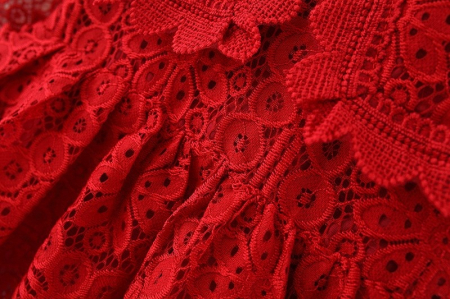 Rochie roșie cu broderie și guler [1]
