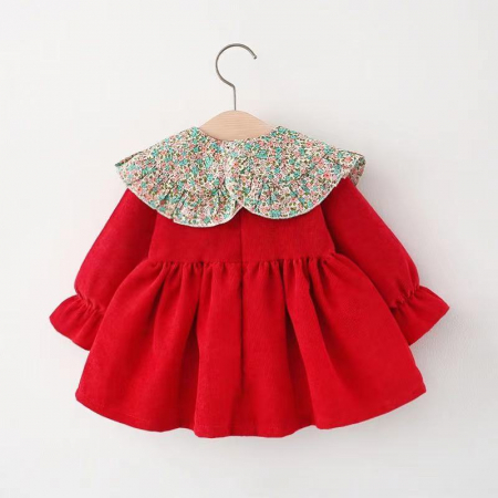 Rochie roșie cu guler cu model și ursuleț inclus [1]