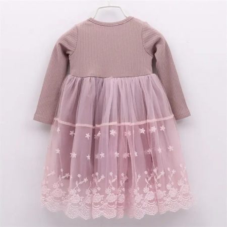 Rochie roz cu broderie aplicata si tulle [1]