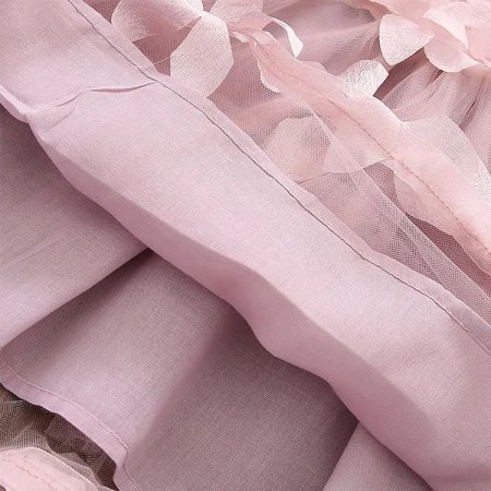 Rochie roz de botez cu aplicatii si tulle [1]