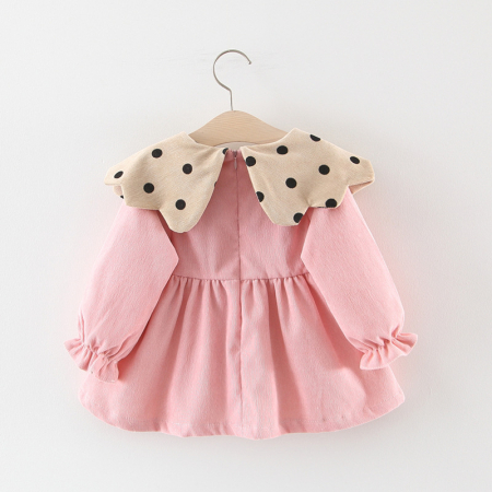 Rochie roz cu guler cu buline [1]