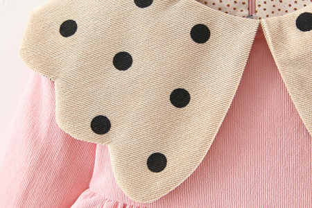 Rochie roz cu guler cu buline [4]