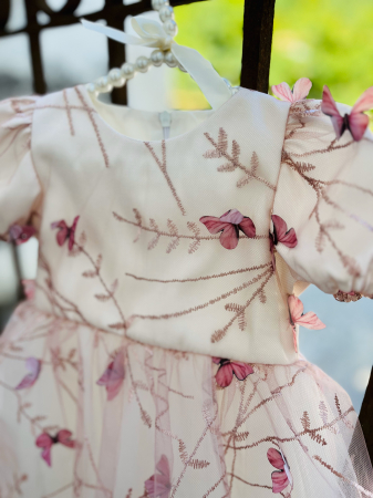 Premium - Rochie roz de mot cu fluturasi