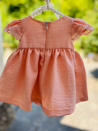 Rochie roz de botez cu funda maxi [3]