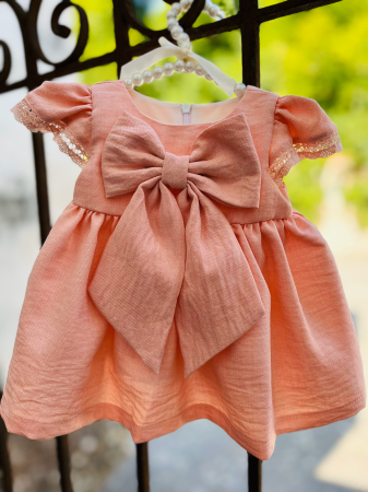 Rochie roz de botez cu funda maxi [4]
