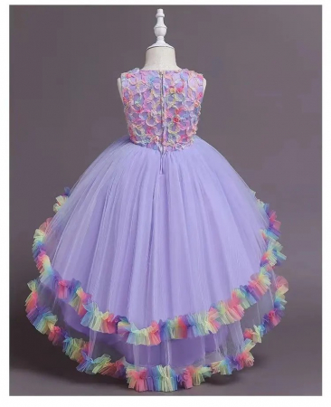 Rochie mov de ocazie cu aplicatii si straturi de tulle [1]