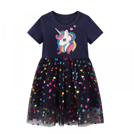 Rochițe primăvară - vară - rochie-neagra-cu-unicorn-si-fusta-din-tulle-cu-inimioare-colorate-lucioase.jpg