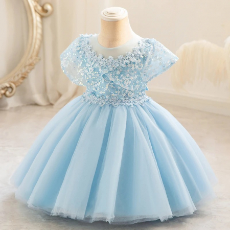 Rochițe de ocazie - Rochie bleu de printesa cu paiete si tulle