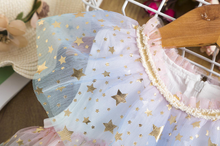 Rochie curcubeu de printesa cu volane din tulle si sectiuni transparente [2]