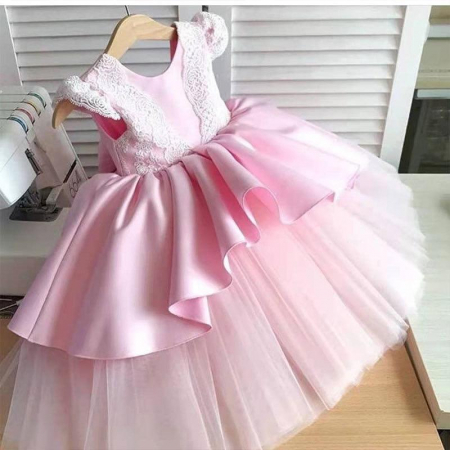Rochițe de ocazie - Rochie roz de printesa cu broderie si tulle