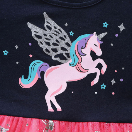 Rochie cu unicorni si fusta din tulle roz cu argintiu [2]