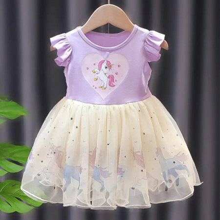 Rochițe primăvară - vară - rochita-mov-cu-unicorni,-volane-si-tulle.jpg