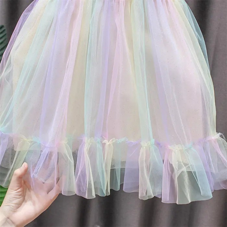 Rochie cu tulle curcubeu si bretelute [3]