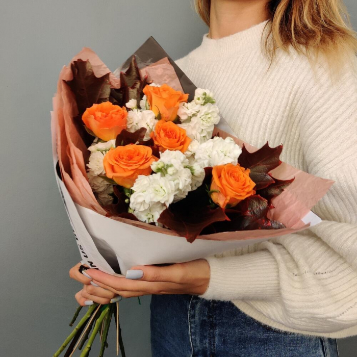 Buchet de Toamnă din Trandafiri și Matthiola [2]