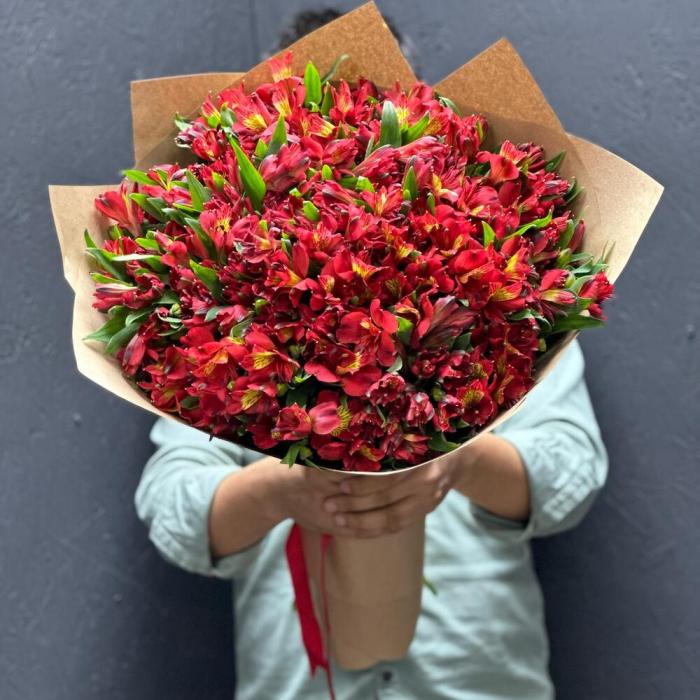 Buchet Roșu din 35 Alstroemeria [3]