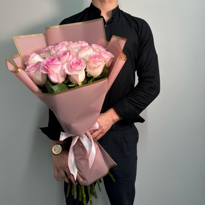 Buchet din 15 Trandafiri Roz-Pal [3]