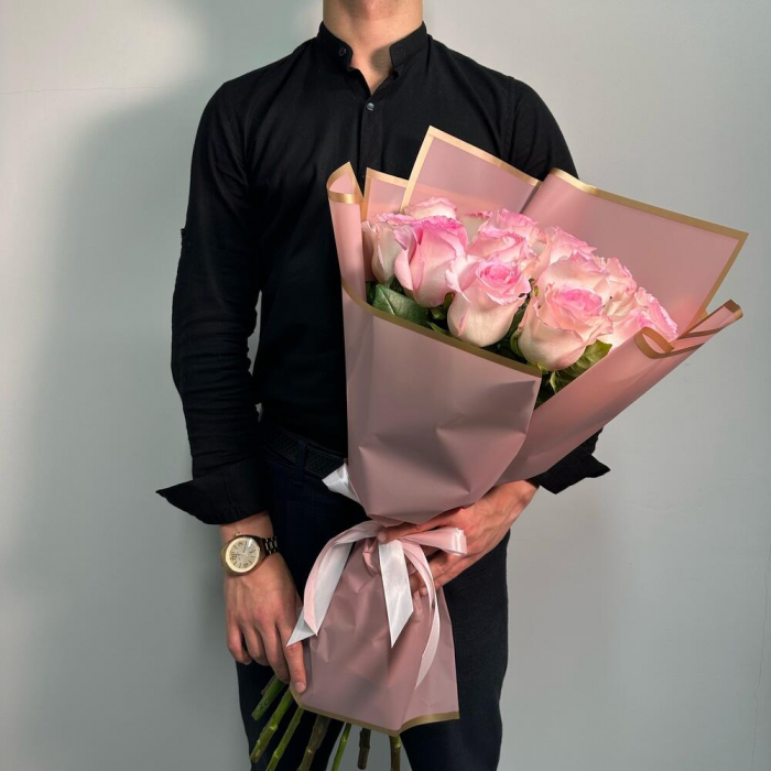 Buchet din 15 Trandafiri Roz-Pal [4]